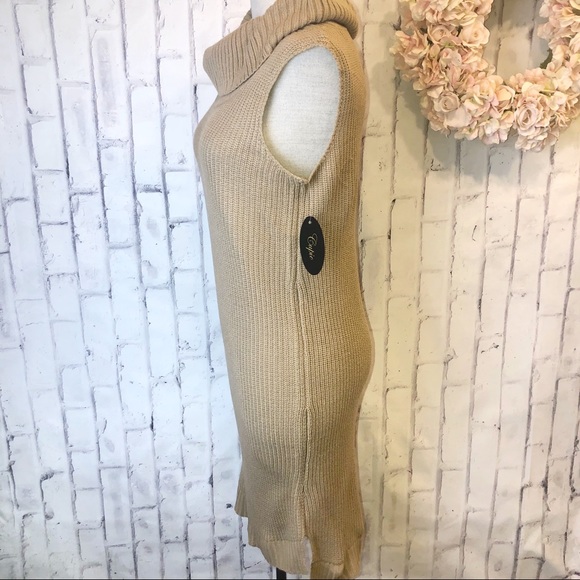 NEW brown turtleneck sleeveless sweater dress - Picture 5 of 8
